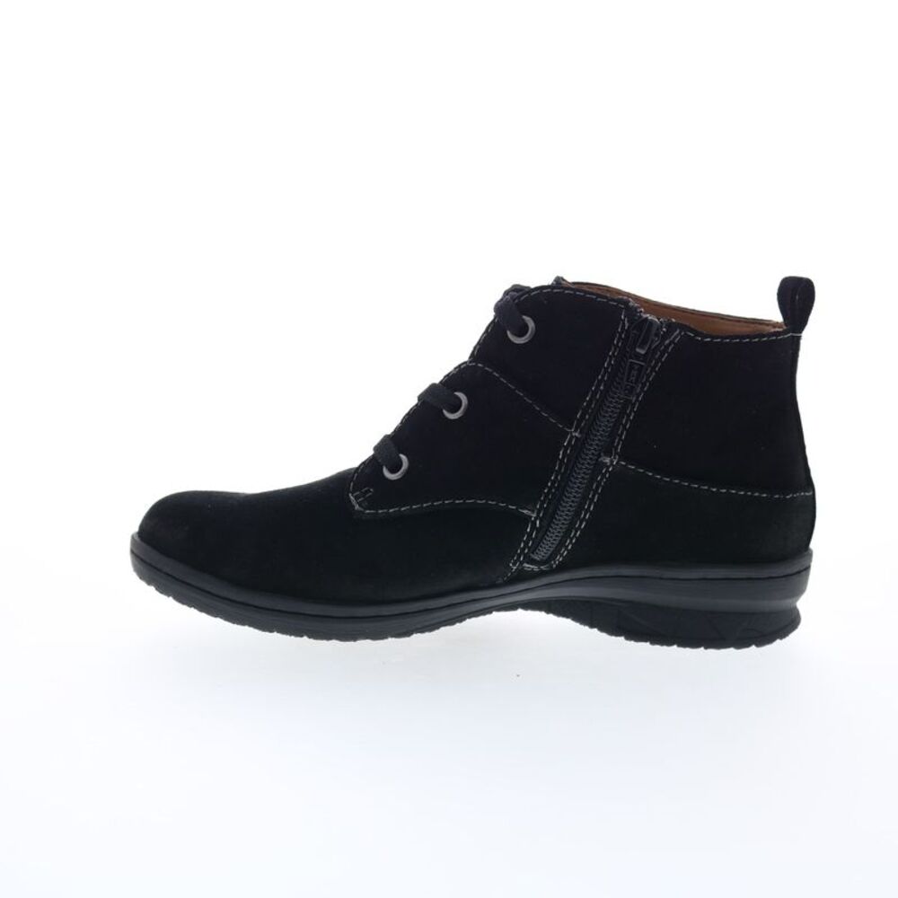 Comfortiva Black Suede Lace-Up Heeled Ankle Boots - Picture 3 of 4